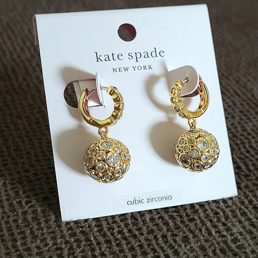 Kate Spade♠️ "On The Dot" Sphere🌎 Huggie🤗 Hoop Earrings - Picture 5 of 16